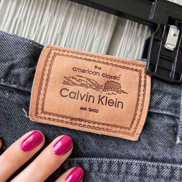 VTG 90s Calvin Klein Black Jeans USA High Rise Straight Leg Mom 10/12 - Picture 3 of 10